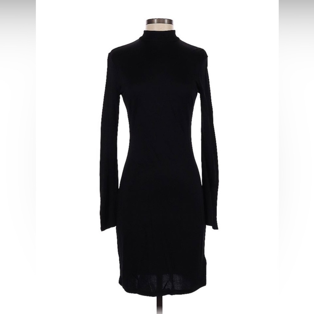 Black Casual Mock-neck Dress